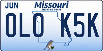 MO license plate OL0K5K