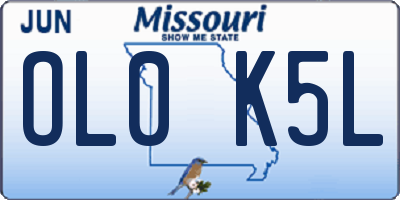 MO license plate OL0K5L