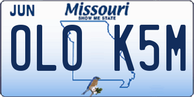 MO license plate OL0K5M