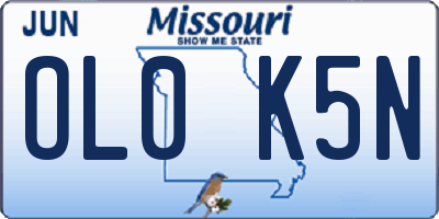MO license plate OL0K5N