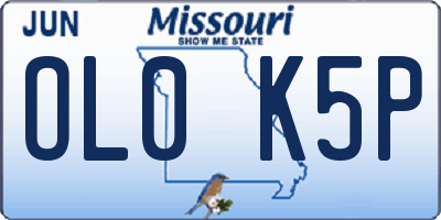 MO license plate OL0K5P