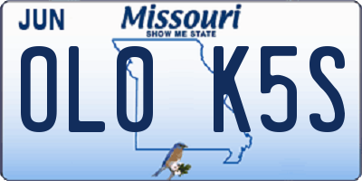 MO license plate OL0K5S