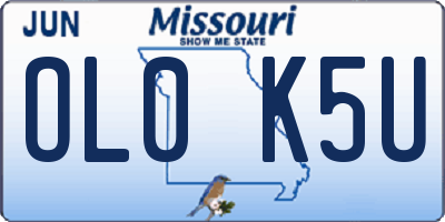 MO license plate OL0K5U