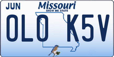MO license plate OL0K5V