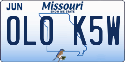MO license plate OL0K5W