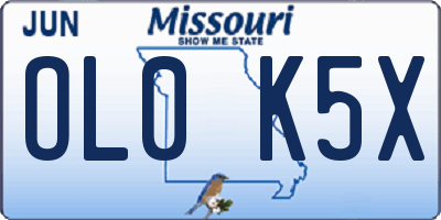 MO license plate OL0K5X