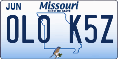 MO license plate OL0K5Z