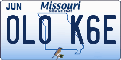 MO license plate OL0K6E