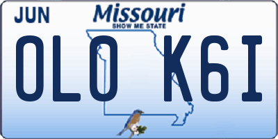 MO license plate OL0K6I