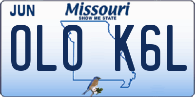 MO license plate OL0K6L