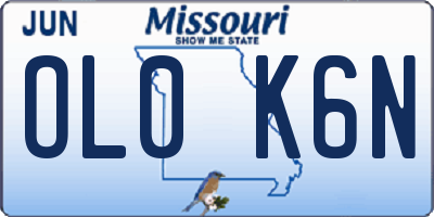 MO license plate OL0K6N