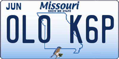 MO license plate OL0K6P