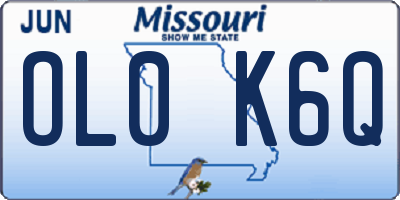 MO license plate OL0K6Q