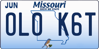 MO license plate OL0K6T