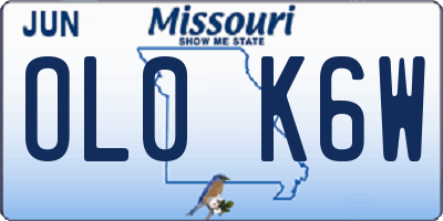 MO license plate OL0K6W