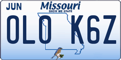MO license plate OL0K6Z