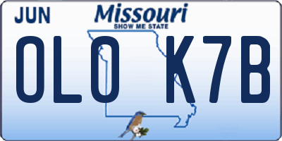 MO license plate OL0K7B