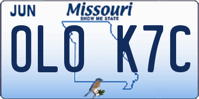 MO license plate OL0K7C