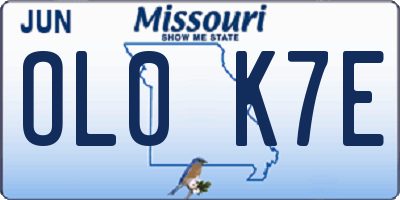 MO license plate OL0K7E