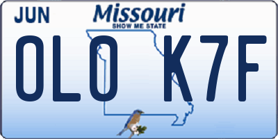MO license plate OL0K7F