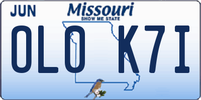 MO license plate OL0K7I