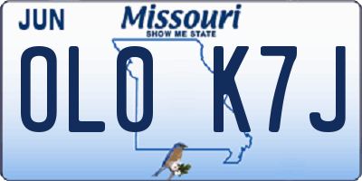 MO license plate OL0K7J