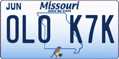 MO license plate OL0K7K