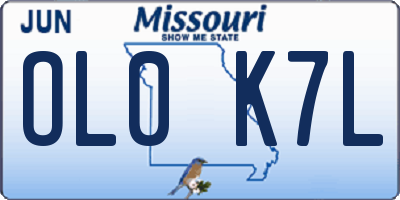 MO license plate OL0K7L