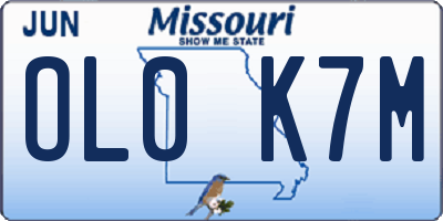 MO license plate OL0K7M