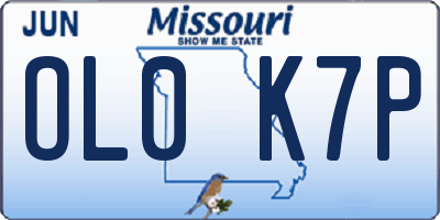 MO license plate OL0K7P