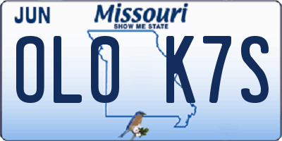 MO license plate OL0K7S