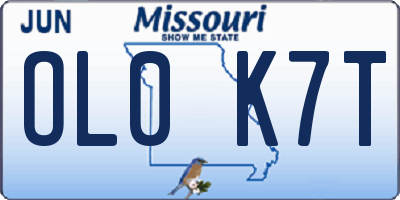 MO license plate OL0K7T