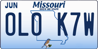 MO license plate OL0K7W