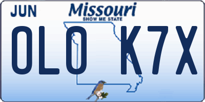 MO license plate OL0K7X