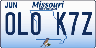 MO license plate OL0K7Z