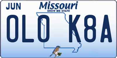 MO license plate OL0K8A