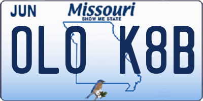 MO license plate OL0K8B