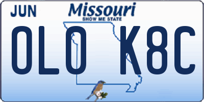 MO license plate OL0K8C