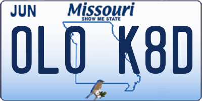 MO license plate OL0K8D