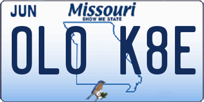MO license plate OL0K8E