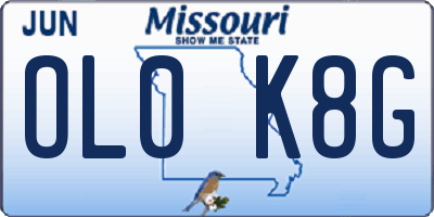 MO license plate OL0K8G