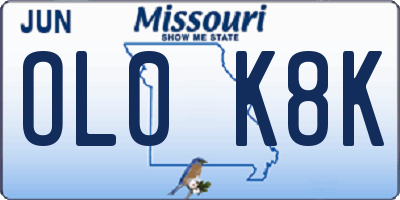 MO license plate OL0K8K