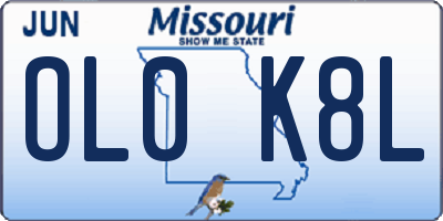 MO license plate OL0K8L