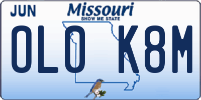 MO license plate OL0K8M