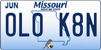 MO license plate OL0K8N