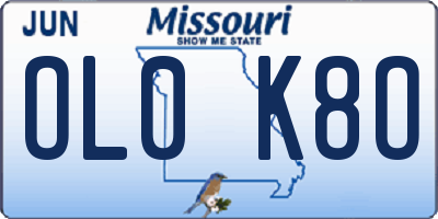 MO license plate OL0K8O