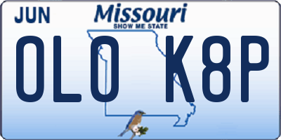 MO license plate OL0K8P