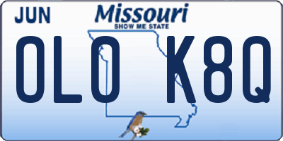 MO license plate OL0K8Q