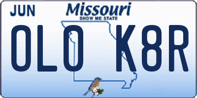 MO license plate OL0K8R