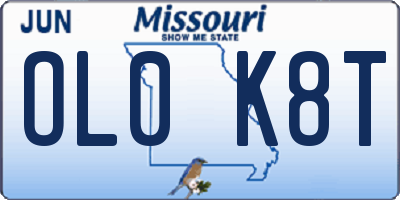 MO license plate OL0K8T